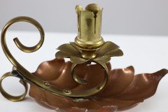 Arts & Crafts c.1900 Pair of Copper and Brass Lily Pad Candle Night Lights - Thumbnail 16