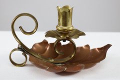 Arts & Crafts c.1900 Pair of Copper and Brass Lily Pad Candle Night Lights - Thumbnail 18