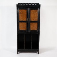 Collinson & Walton. An Aesthetic Movement Burr Walnut & Ebonised Music Cabinet - Thumbnail 2
