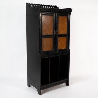 Collinson & Walton. An Aesthetic Movement Burr Walnut & Ebonised Music Cabinet - Thumbnail 3