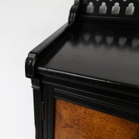 Collinson & Walton. An Aesthetic Movement Burr Walnut & Ebonised Music Cabinet - Thumbnail 7