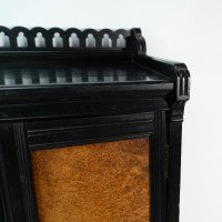 Collinson & Walton. Aesthetic Movement Burr Walnut & Ebonised Music Cabinet - Thumbnail 8