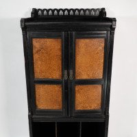 Collinson & Walton. An Aesthetic Movement Burr Walnut & Ebonised Music Cabinet - Thumbnail 9
