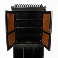 Collinson & Walton. An Aesthetic Movement Burr Walnut & Ebonised Music Cabinet - Thumbnail 10