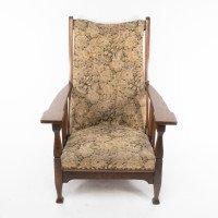 Harris Lebus. A Pair of Arts & Crafts Oak Reclining Armchairs with Large Flat Extended Arms - Thumbnail 7