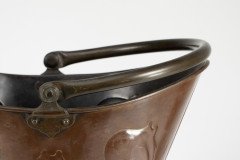 Arts & Crafts Copper Coal Bucket with Floral Decoration & Chocolate Patina - Thumbnail 11