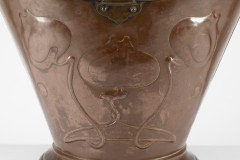 Arts & Crafts Copper Coal Bucket with Floral Decoration & Chocolate Patina - Thumbnail 12