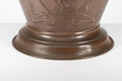 Arts & Crafts Copper Coal Bucket with Floral Decoration & Chocolate Patina - Thumbnail 13