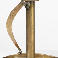 A Pair of Scottish School Arts & Crafts Brass Candlesticks W Circular Drip Trays - Thumbnail 9