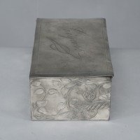 An Art Nouveau Continental Pewter Cigar Box W. Cedar Lining & Decor of Pheasant - Thumbnail 3
