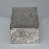 An Art Nouveau Continental Pewter Cigar Box W. Cedar Lining & Decor of Pheasant - Thumbnail 8