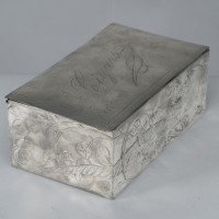 An Art Nouveau Continental Pewter Cigar Box W. Cedar Lining & Decor of Pheasant - Thumbnail 9