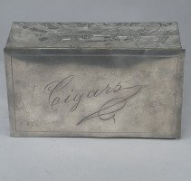 An Art Nouveau Continental Pewter Cigar Box W. Cedar Lining & Decor of Pheasant - Thumbnail 10