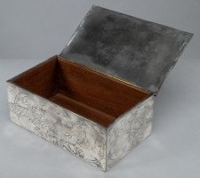 An Art Nouveau Continental Pewter Cigar Box W. Cedar Lining & Decor of Pheasant - Thumbnail 11