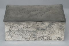 An Art Nouveau Continental Pewter Cigar Box W. Cedar Lining & Decor of Pheasant - Thumbnail 12