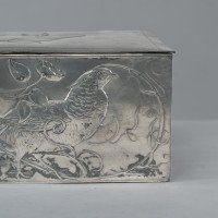 An Art Nouveau Continental Pewter Cigar Box W. Cedar Lining & Decor of Pheasant - Thumbnail 13