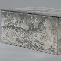 An Art Nouveau Continental Pewter Cigar Box W. Cedar Lining & Decor of Pheasant - Thumbnail 15