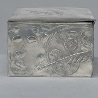 An Art Nouveau Continental Pewter Cigar Box W. Cedar Lining & Decor of Pheasant - Thumbnail 16