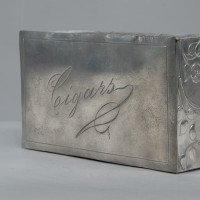 An Art Nouveau Continental Pewter Cigar Box W. Cedar Lining & Decor of Pheasant - Thumbnail 17