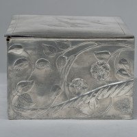 An Art Nouveau Continental Pewter Cigar Box W. Cedar Lining & Decor of Pheasant - Thumbnail 18