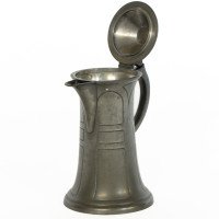 William Hutton. Arts & Crafts Pewter Jug with Four Bullseye Ruskin Jewels - Thumbnail 9