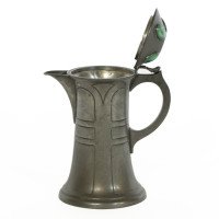 William Hutton. Arts & Crafts Pewter Jug with Four Bullseye Ruskin Jewels - Thumbnail 10