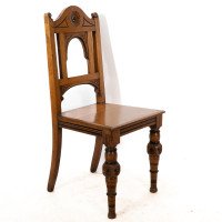 Alfred Waterhouse Attributed, for James Lamb. A Gothic Revival Oak Hall Chair