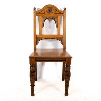 Alfred Waterhouse, attributed. For James Lamb. A Gothic Revival Oak Hall Chair - Thumbnail 2