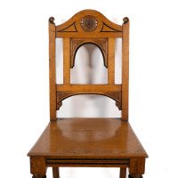 Alfred Waterhouse, attributed. For James Lamb. A Gothic Revival Oak Hall Chair - Thumbnail 6