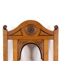 Alfred Waterhouse, attributed. For James Lamb. A Gothic Revival Oak Hall Chair - Thumbnail 8