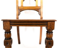 Alfred Waterhouse, attributed. For James Lamb. A Gothic Revival Oak Hall Chair - Thumbnail 10