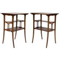 George Walton style of. A pair of Arts & Crafts inlaid oak side table - Thumbnail 1