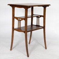 George Walton, Style of. A pair of Arts & Crafts inlaid Oak side table - Thumbnail 2