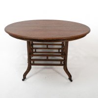 Lamb of Manchester, Stamped Lambs. Rare Anglo-Japanese Oak Oval Centre Table - Thumbnail 2