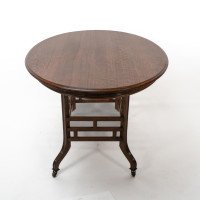 Lamb of Manchester, Stamped Lambs. Rare Anglo-Japanese Oak Oval Centre Table - Thumbnail 3
