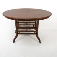 Lamb of Manchester, Stamped Lambs. Rare Anglo-Japanese Oak Oval Centre Table - Thumbnail 5
