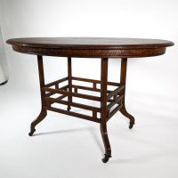Lamb of Manchester, Stamped Lambs. Rare Anglo-Japanese Oak Oval Centre Table - Thumbnail 8
