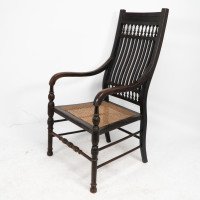 E. W. Godwin for William Watt. Aesthetic Movement Tall Back Ebonised Armchair - Thumbnail 3