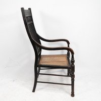 E. W. Godwin for William Watt. Aesthetic Movement Tall Back Ebonised Armchair - Thumbnail 4