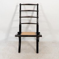 Godwin Style. Pair of Aesthetic Movement Ebonized Folding Chair W. New Cane Seat - Thumbnail 5
