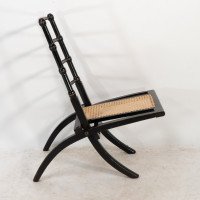 Godwin Style. Pair of Aesthetic Movement Ebonized Folding Chair W. New Cane Seat - Thumbnail 7
