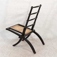 Godwin Style. Pair of Aesthetic Movement Ebonized Folding Chair W. New Cane Seat - Thumbnail 10
