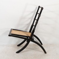 Godwin Style. Pair of Aesthetic Movement Ebonized Folding Chair W. New Cane Seat - Thumbnail 11