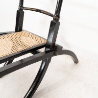Godwin Style. Pair of Aesthetic Movement Ebonized Folding Chair W. New Cane Seat - Thumbnail 17