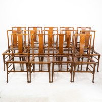 Morris & Co. A monumental set of fourteen Arts & Crafts oak dining chairs - Thumbnail 2