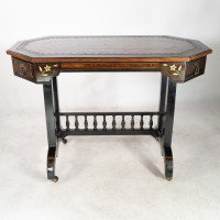 David Waddington. Aesthetic Movement Ebonised & Parcel Gilt Writing Desk - Thumbnail 2