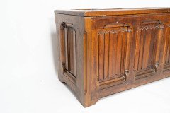 Large Gothic Revival Style Carved Oak Blanket Chest In the style of A. W. N. Pugin - Thumbnail 6