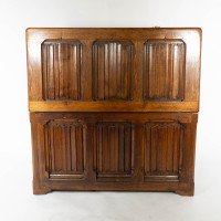 Large Gothic Revival Style Carved Oak Blanket Chest In the style of A. W. N. Pugin - Thumbnail 4