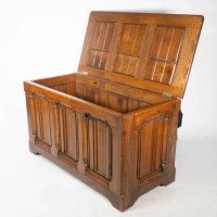 A. W. N. Pugin Style of, Large Gothic Revival Style Carved Oak Blanket Chest - Thumbnail 2