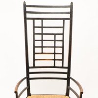 James Plucknett Attributed, probably for Collier & Plucknett. Exaggerated High Back Anglo-Japanese Ebonised Armchair - Thumbnail 8